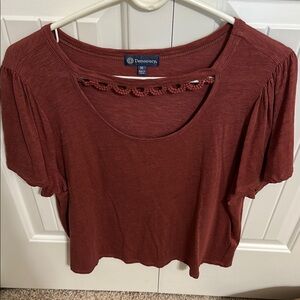 Democracy Brown Flutter Sleeve Cut Out T-Shirt